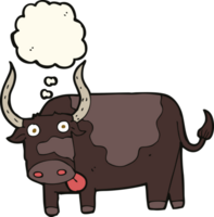 tekenfilm stier met gedachte bubbel png