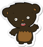 adesivo de um filhote de urso preto de desenho animado acenando png