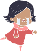 flat color style cartoon girl crying png