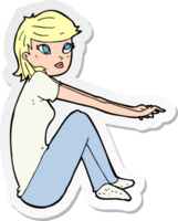 sticker of a cartoon pretty girl sitting png