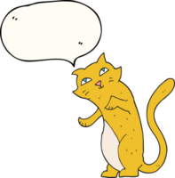 Hand gezeichnet Rede Blase Karikatur Katze png