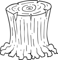 hand drawn black and white cartoon big tree stump png