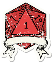 retro tatuering stil naturlig ett d20 tärningar rulla png