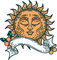 traditional tattoo with banner of a sun png