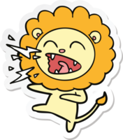 pegatina de un león rugiente de dibujos animados png