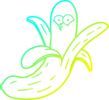 cold gradient line drawing of a cartoon banana with face png