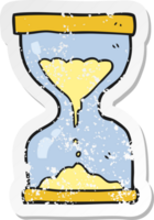 pegatina retro angustiada de un reloj de arena de dibujos animados png