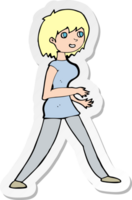 adesivo de uma mulher de desenho animado andando png