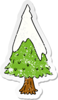 mano dibujado afligido pegatina dibujos animados garabatear soltero nieve cubierto árbol png