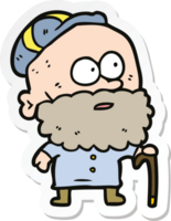 sticker of a cartoon old man with walking stick png