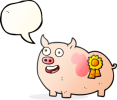 hand drawn speech bubble cartoon prize winning pig png