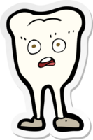 sticker of a cartoon yellowing tooth png