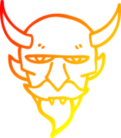 warm gradient line drawing of a cartoon devil face png