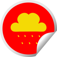 cirkulär peeling klistermärke tecknad serie av en regn moln png