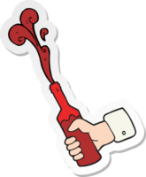 sticker of a cartoon hand holding bottle of wine png