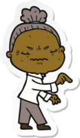 sticker of a cartoon annoyed old lady png