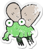 retro distressed sticker of a cartoon fly png