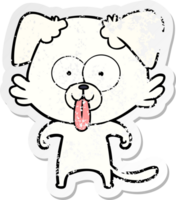 distressed sticker of a cartoon dog with tongue sticking out png