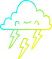 cold gradient line drawing of a cartoon storm cloud png