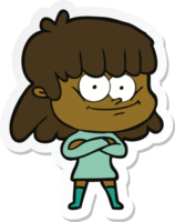 sticker of a cartoon smiling woman png