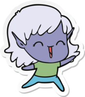 pegatina de una niña elfa de dibujos animados png