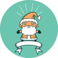 ícono de un personaje navideño de santa claus estilo tatuaje png