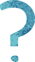 retro illustration style cartoon of a question mark png