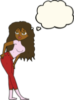 cartoon attractive woman looking surprised with thought bubble png