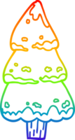 rainbow gradient line drawing of a cartoon pine trees png