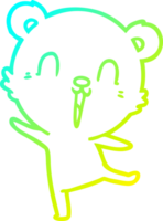 cold gradient line drawing of a happy cartoon polar bear dancing png