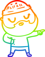 rainbow gradient line drawing of a cartoon man with beard png