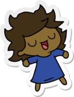 hand drawn sticker cartoon of cute kawaii girl png