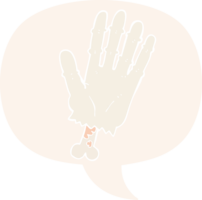 cartoon zombie hand with speech bubble in retro style png