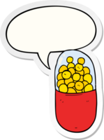 cartoon pill with speech bubble sticker png