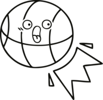 Linie Zeichnung Karikatur von ein Basketball png
