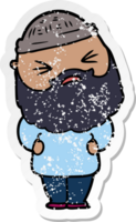 distressed sticker of a cartoon man with beard png