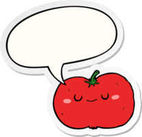 dessin animé Pomme avec discours bulle autocollant png