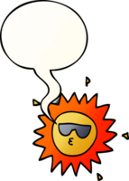 desenho animado Sol com discurso bolha dentro suave gradiente estilo png