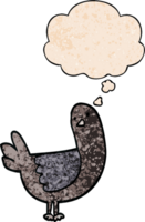 dessin animé Pigeon avec pensée bulle dans grunge texture style png