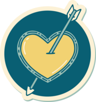 sticker of tattoo in traditional style of an arrow and heart png