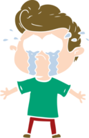 flat color style cartoon crying man png