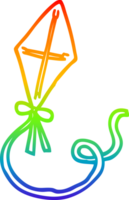 rainbow gradient line drawing of a cartoon kite png