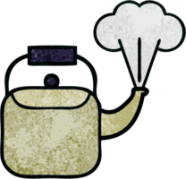 retro grunge texture cartoon of a steaming kettle png