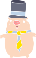 flat color style cartoon business pig png