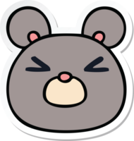 sticker of a quirky hand drawn cartoon mouse face png