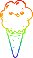 rainbow gradient line drawing of a cartoon ice cream png