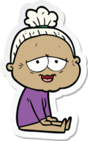 sticker of a cartoon happy old lady png