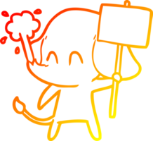 warm gradient line drawing of a cute cartoon elephant spouting water png