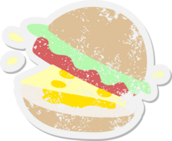 een smakelijk hamburger grunge sticker png