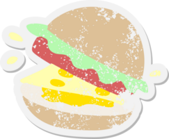 un' gustoso hamburger grunge etichetta png